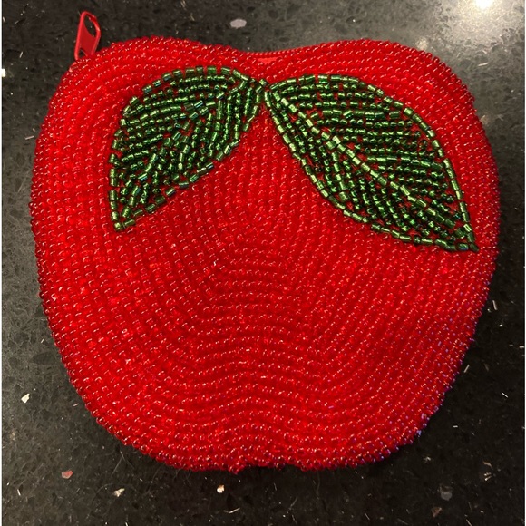 Handbags - Gorgeous apple beaded coin purse like new